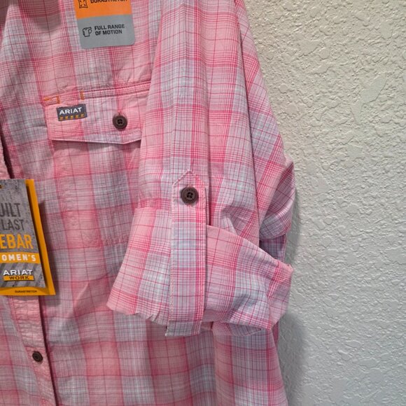 Ariat Women's Size 2X Rebar Work Shirt Tabbed Long Sleeved Button Down - Picture 3 of 9